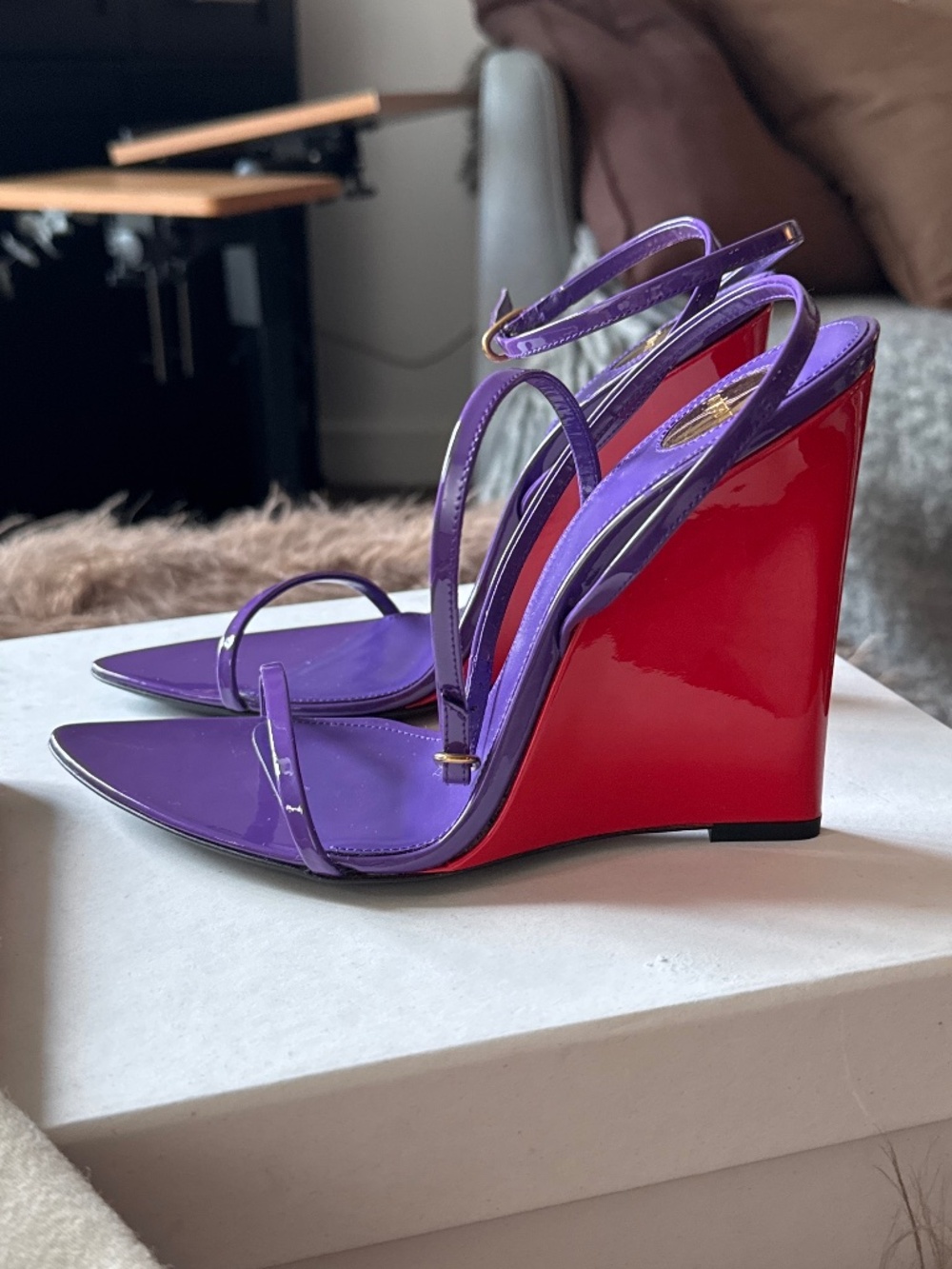 Ysl red and purple heels